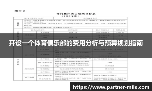 开设一个体育俱乐部的费用分析与预算规划指南